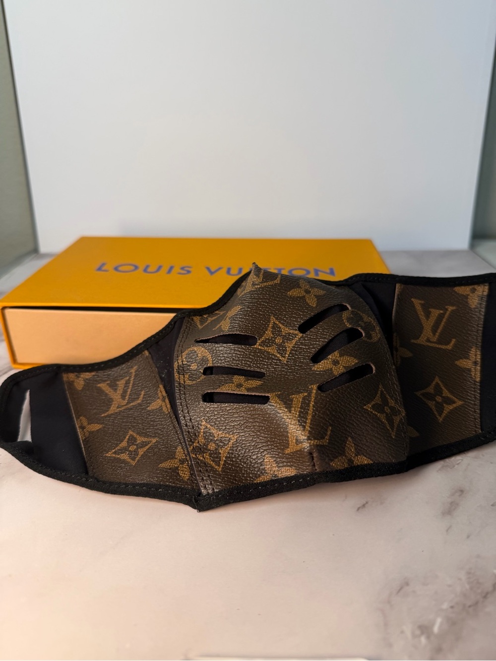 Louis Vuitton Brown Monogram Face Mask with Logo Detail